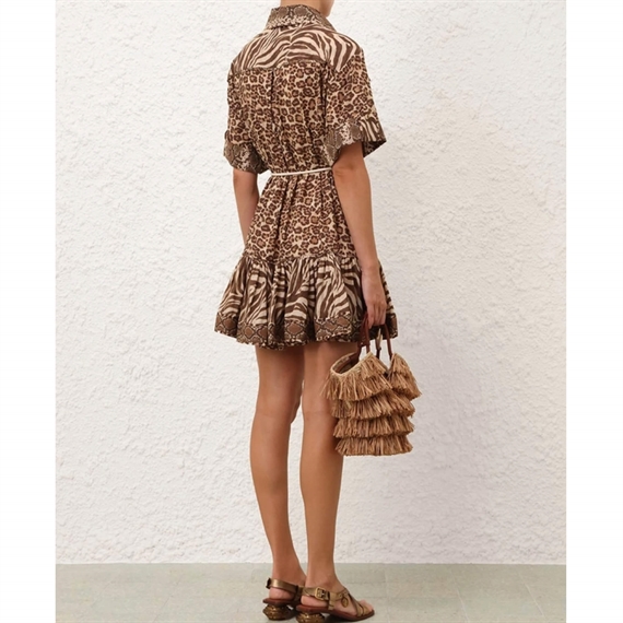 Zimmermann Wanderlust Lantern Mini Kjole, Spliced Print